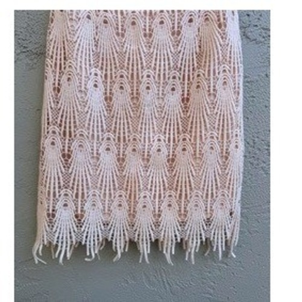 Aijek NEW Strapless Peach Crochet Lace Mini Dress Formal Wedding Coquette Party - Picture 6 of 11